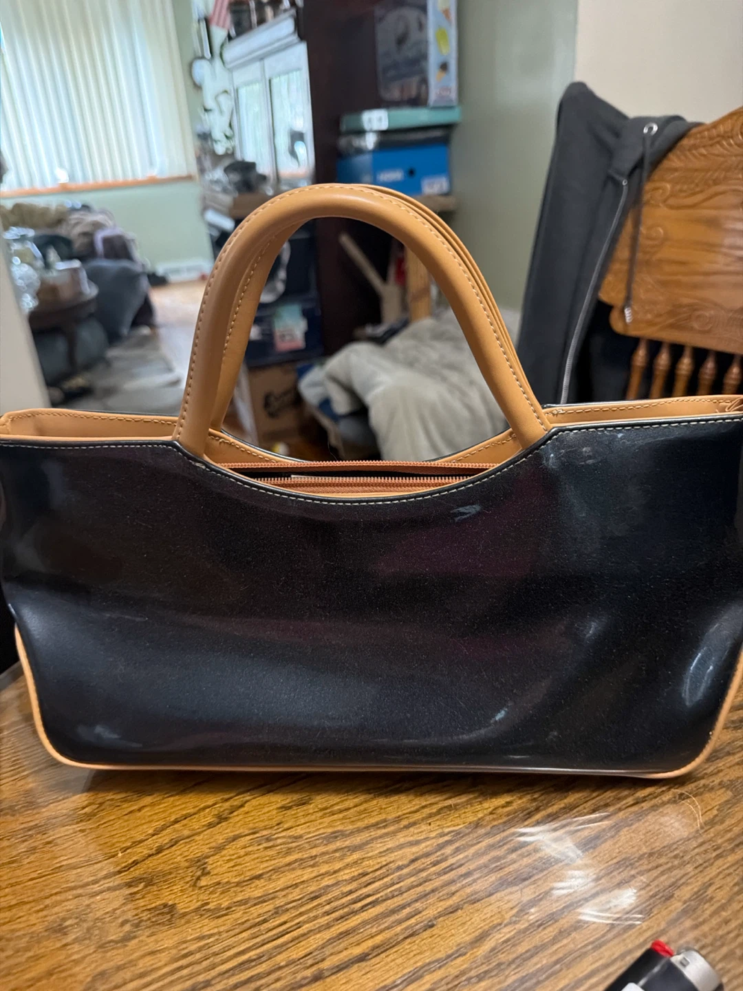 Barneys New York Black Patent Leather Tote Bag