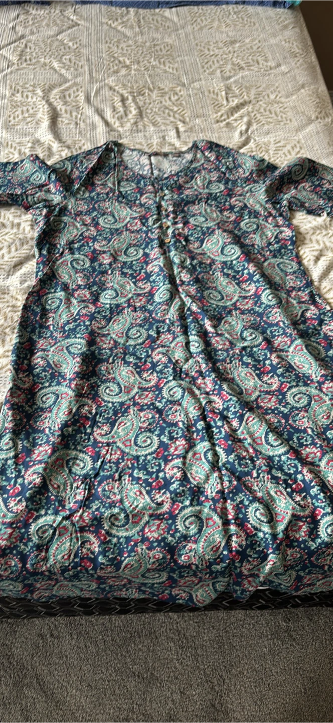 Blue Paisley Print Dress