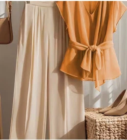 Women's Beige Wide-Leg Pants