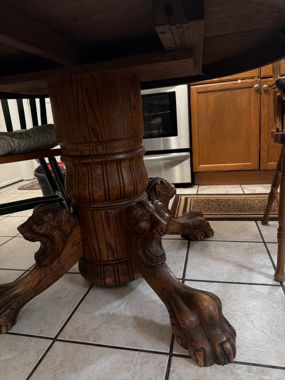 Vintage Wooden Dining Table with Lion Paw Legs - photo 4