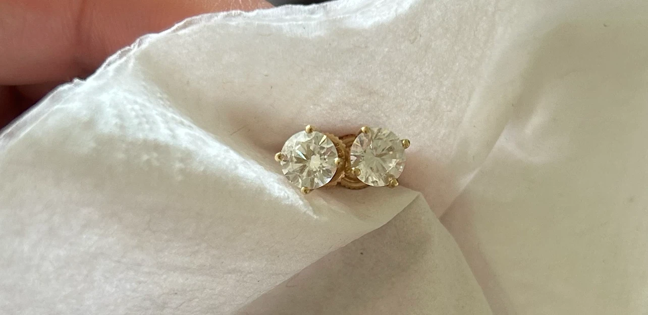 14k Gold CZ Stud Earrings - photo 3