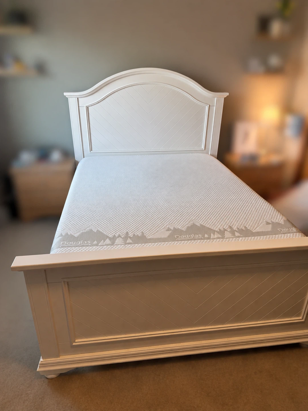 White queen Bed Frame with Mattress