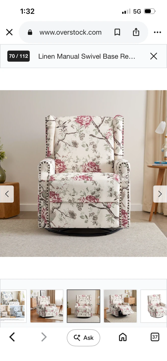 Floral Wingback Recliner - photo 2