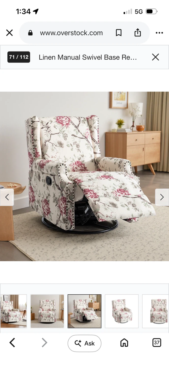 Floral Wingback Recliner - photo 4