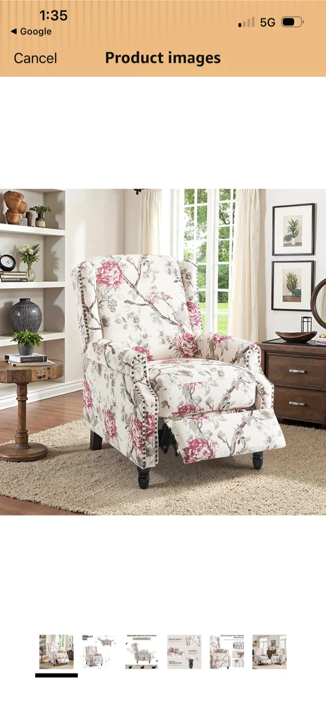 Floral Wingback Recliner - photo 5