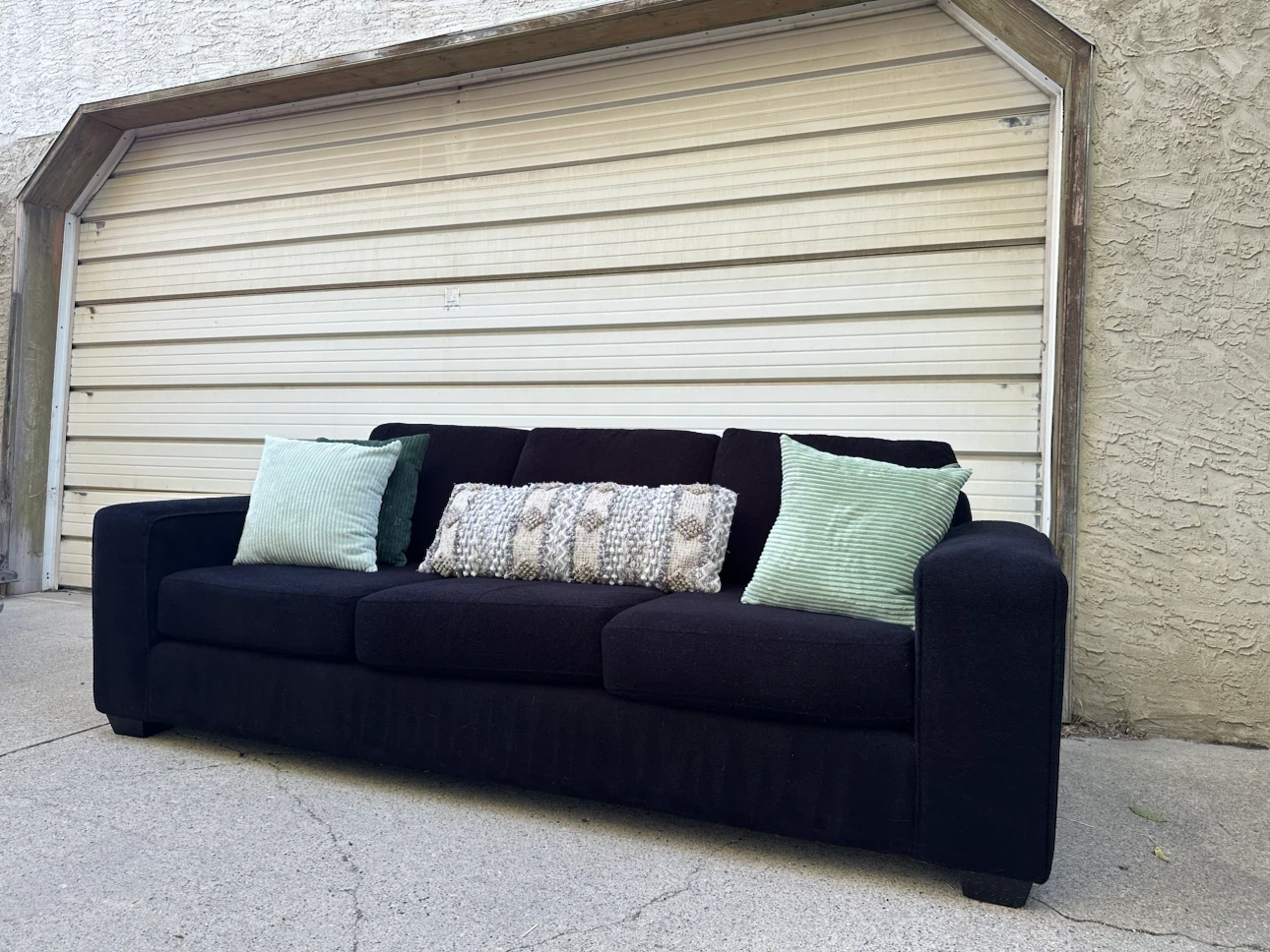 Urban Barn 3-Seater Sofa – Black Fabric – Large & Very Comfy