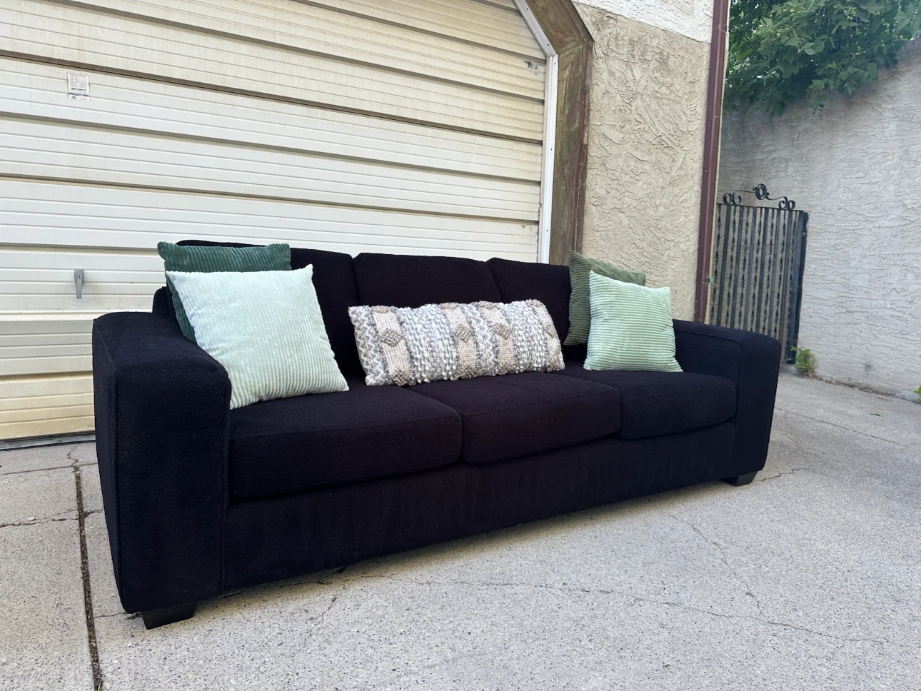 Urban Barn 3-Seater Sofa – Black Fabric – Large & Very Comfy - photo 2