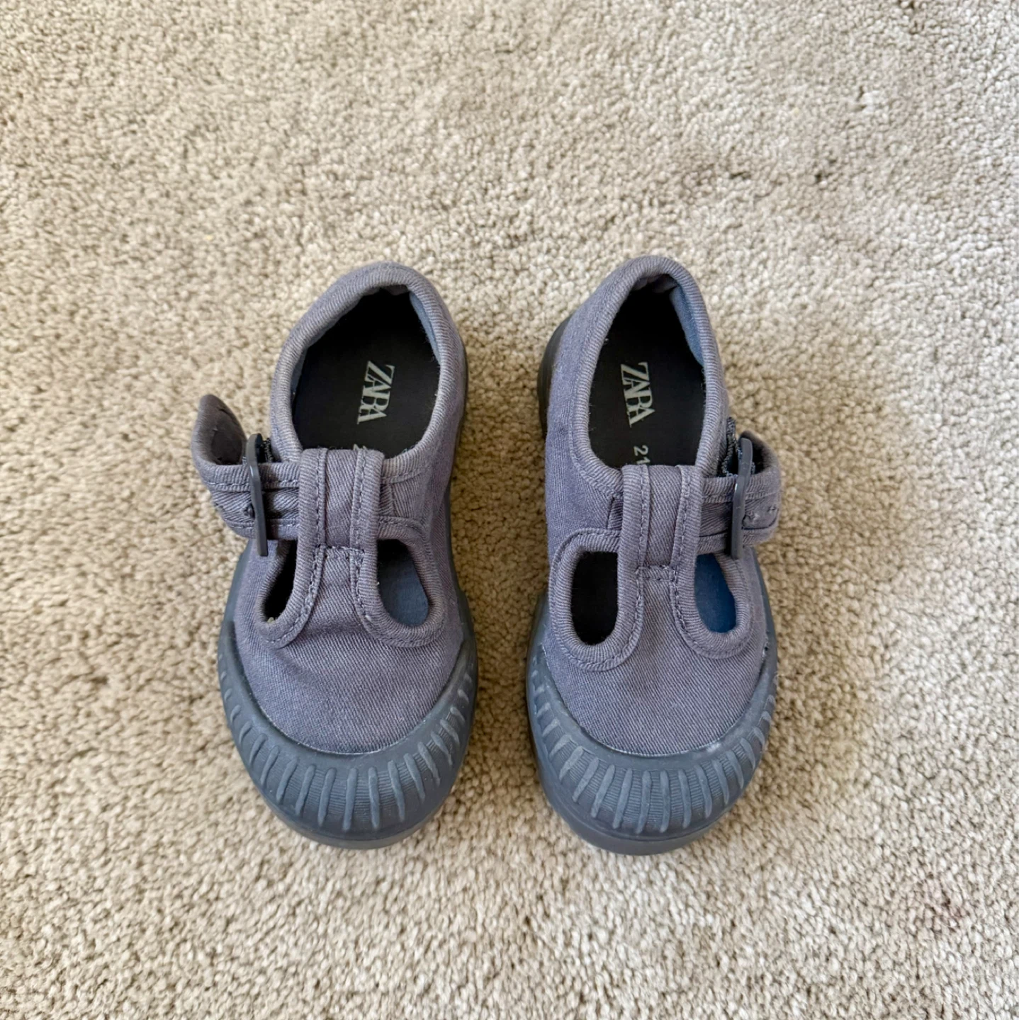 Zara Grey Canvas Mary Jane Shoes