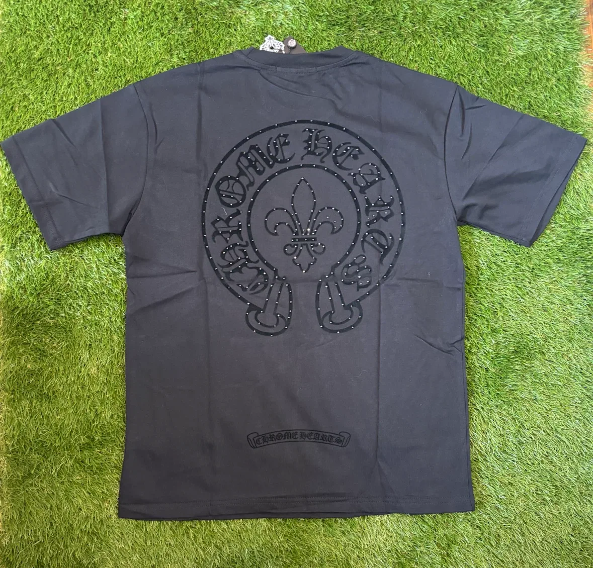 Black Rhinestone Chrome Hearts T-Shirt - photo 4