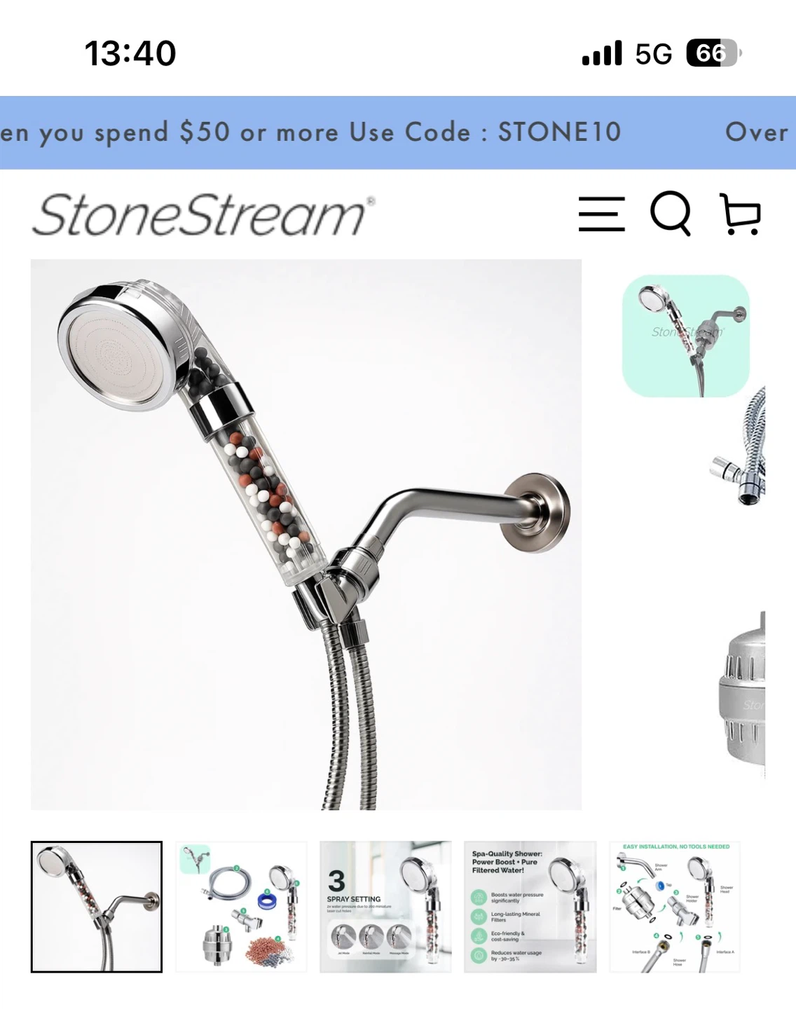 Stone Stream Filtered Shower Head