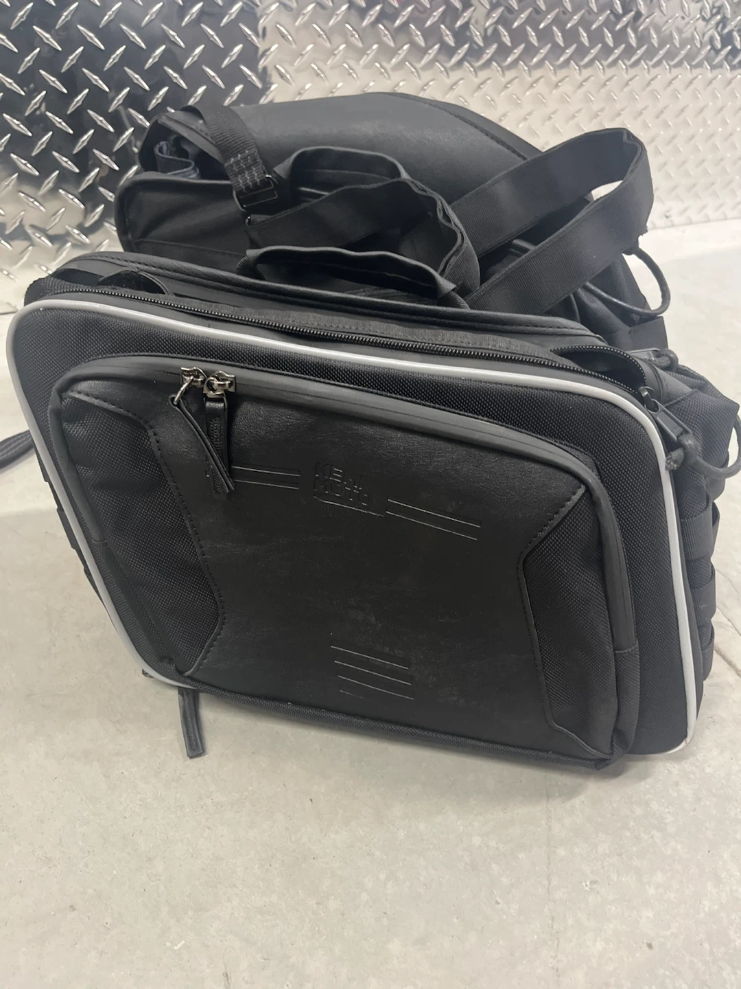 Black Motorcycle Saddlebags with Straps