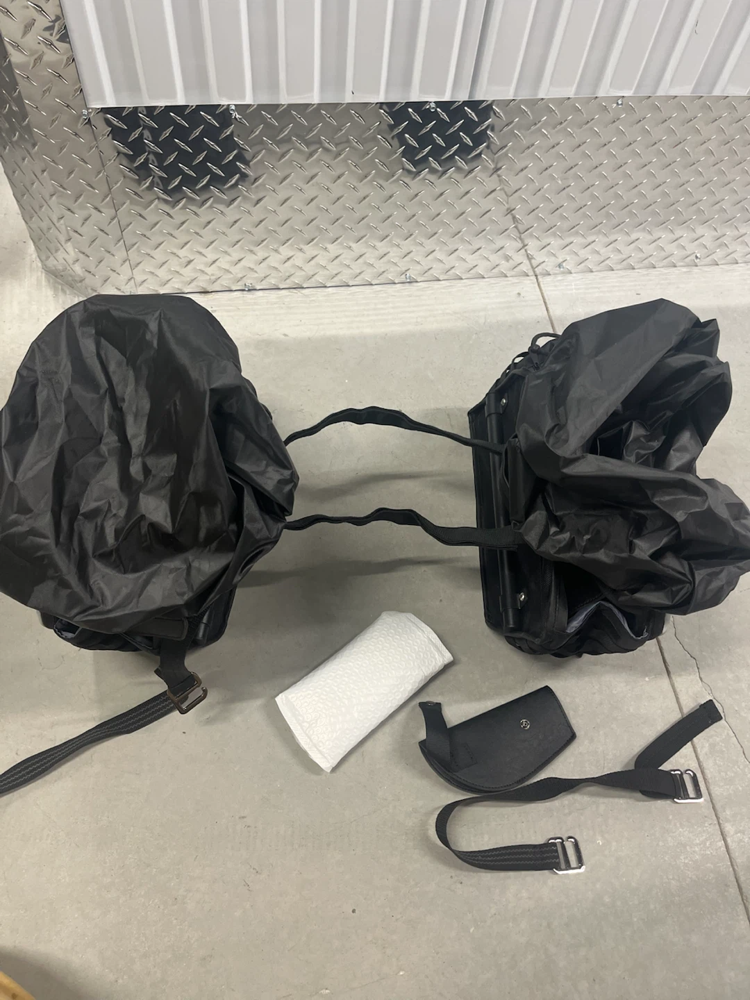 Black Motorcycle Saddlebags with Straps - photo 3