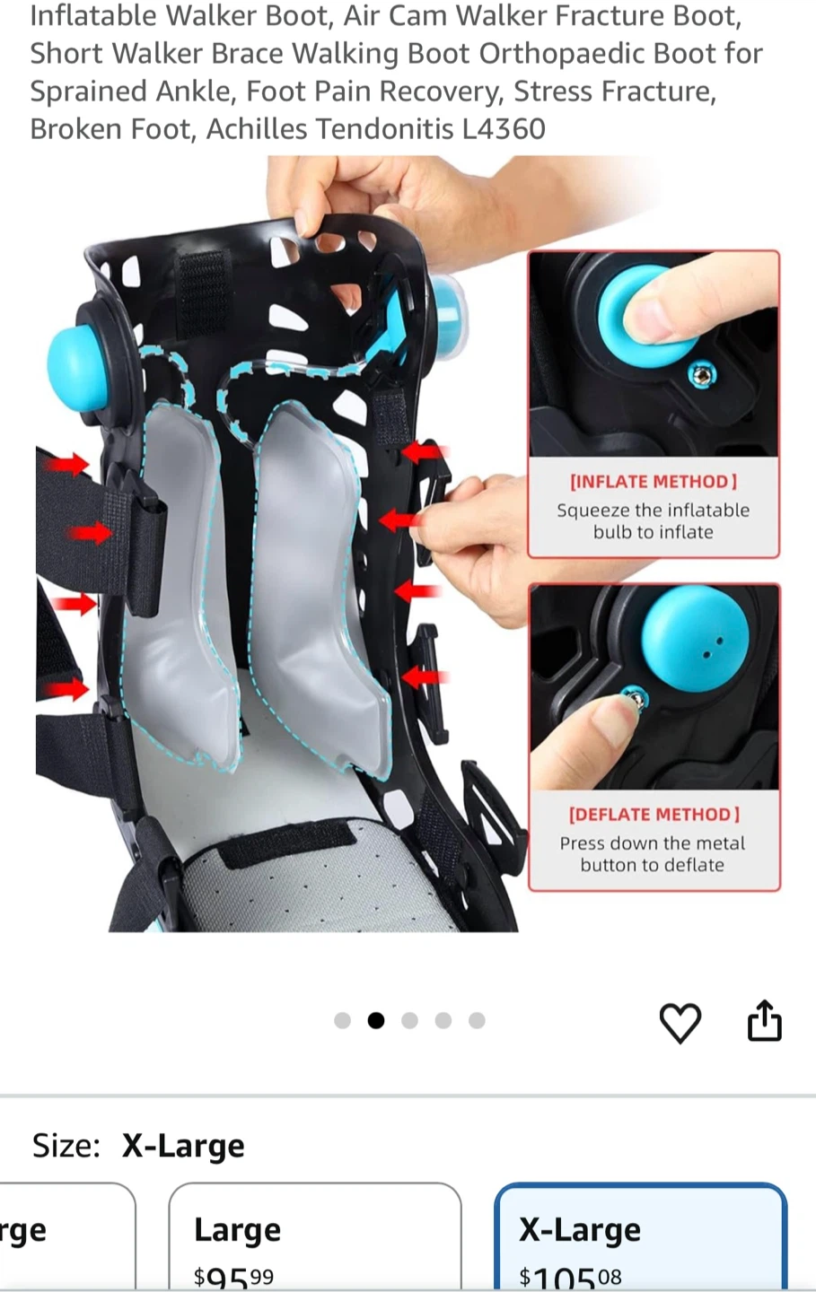 Inflatable Air Cam Walker Fracture Boot - X-Large - photo 2