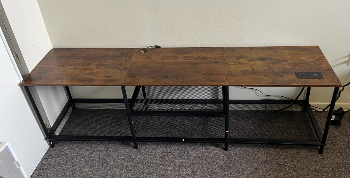 Rustic Office Desk with Built-In Power Hub