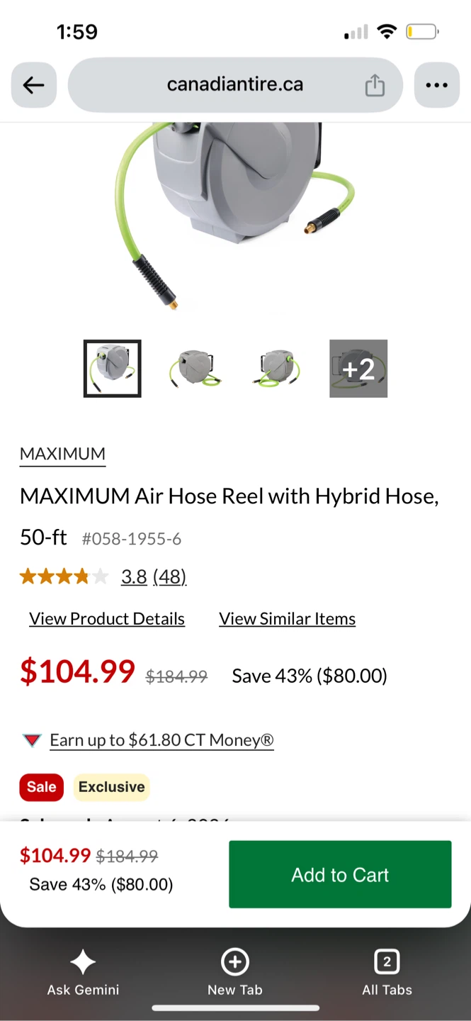MAXIMUM Air Hose Reel with Hybrid Hose, 50-ft - photo 4