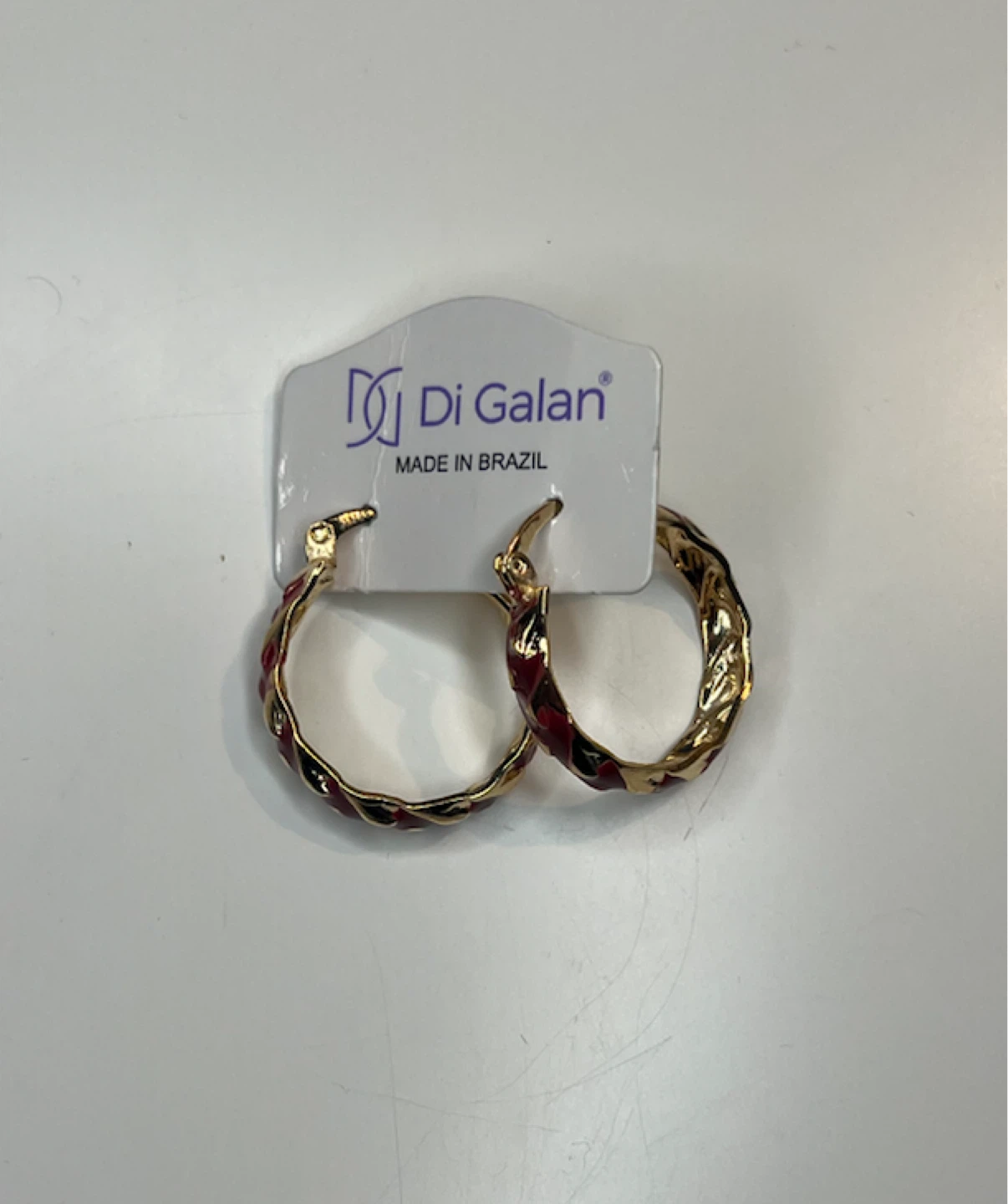 Di Galan Gold Tone Hoop Earrings with Red Enamel
