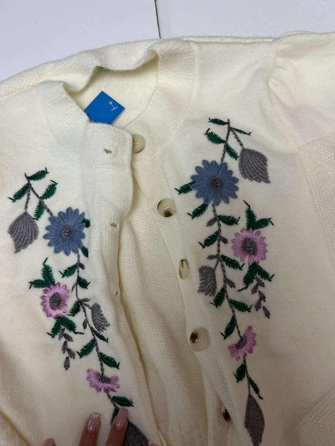 CUPSHE Cream Embroidered Cardigan Sweater - photo 3