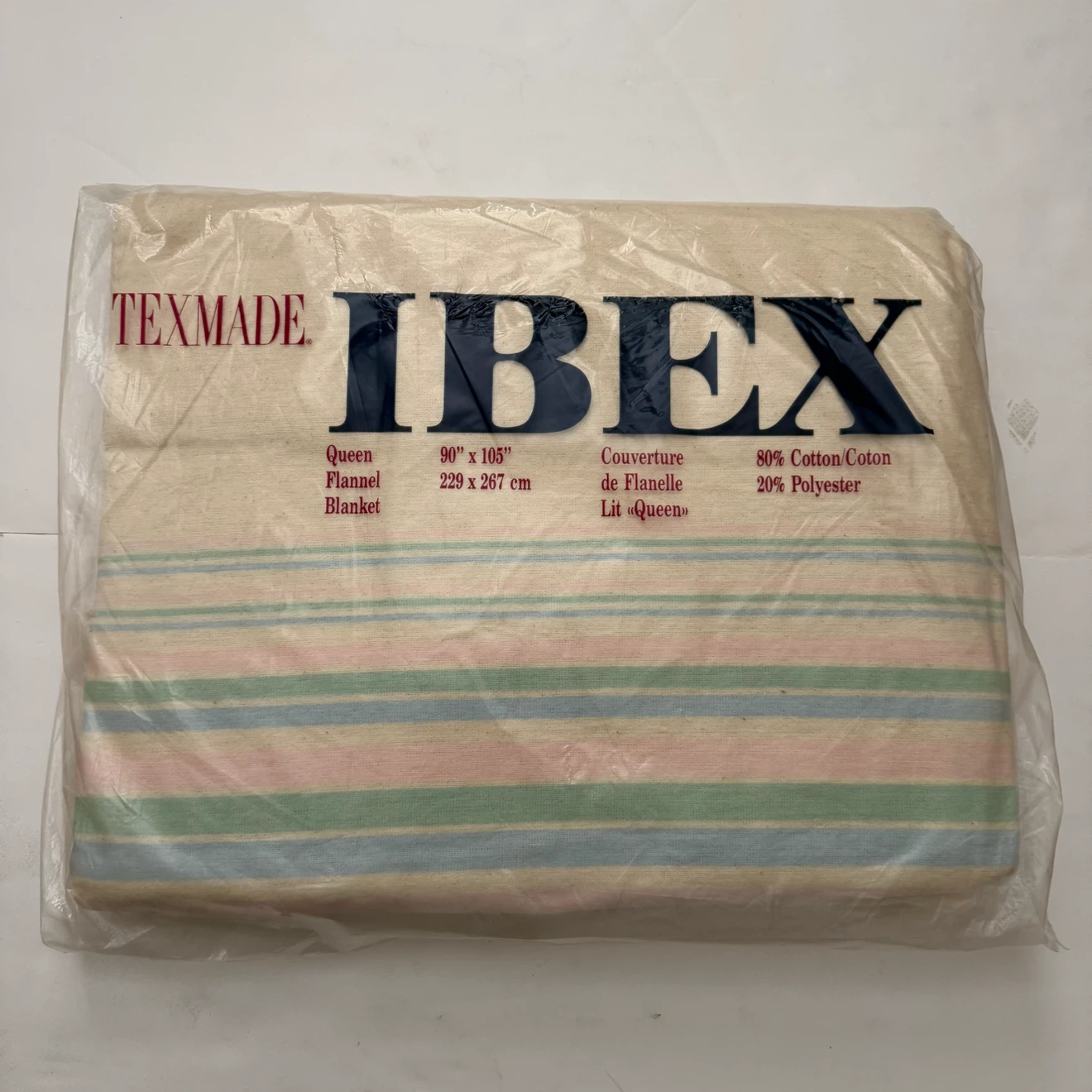 NOS Vtg Texmade IBEX Queen Flannel Blanket (90” X 105”)