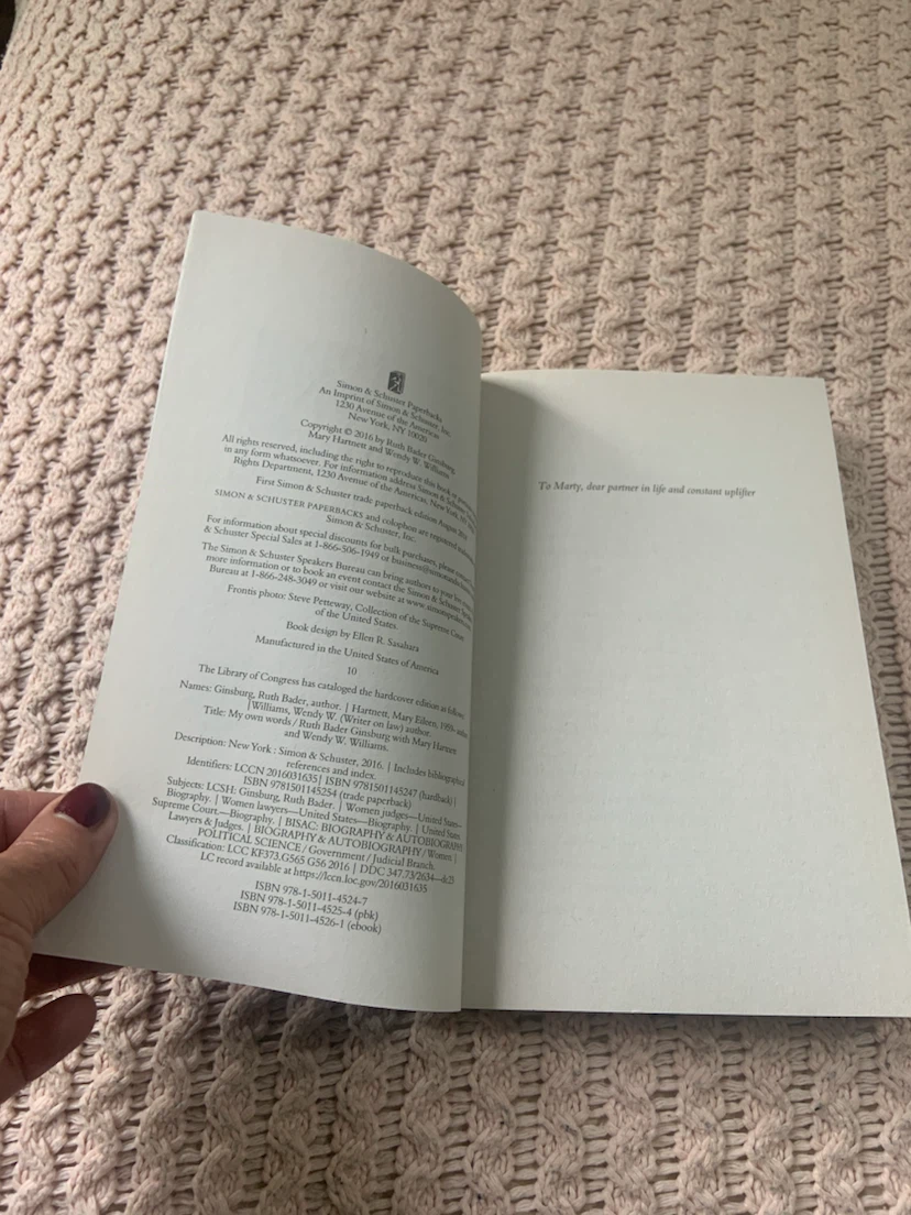 My Own Words by Ruth Bader Ginsburg Paperback Book - photo 5