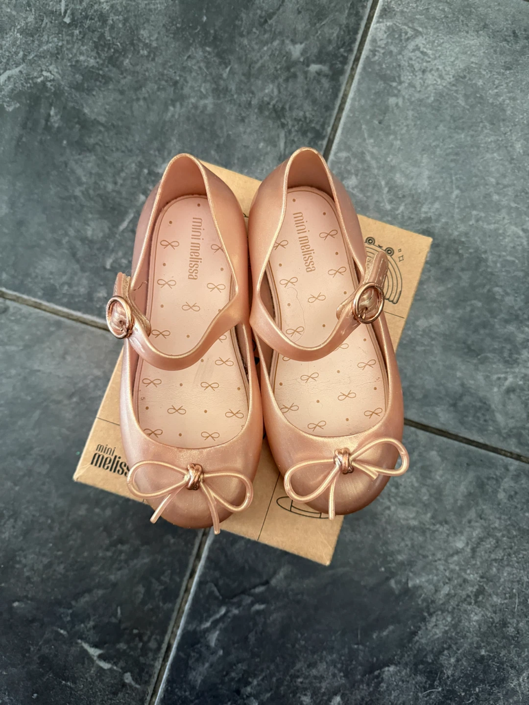 Mini Melissa Rose Gold Mary Jane Flats US 10 Kids
