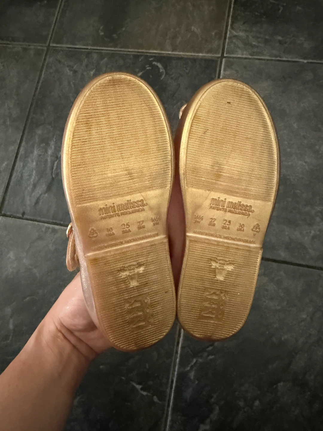 Mini Melissa Rose Gold Mary Jane Flats US 10 Kids - photo 3