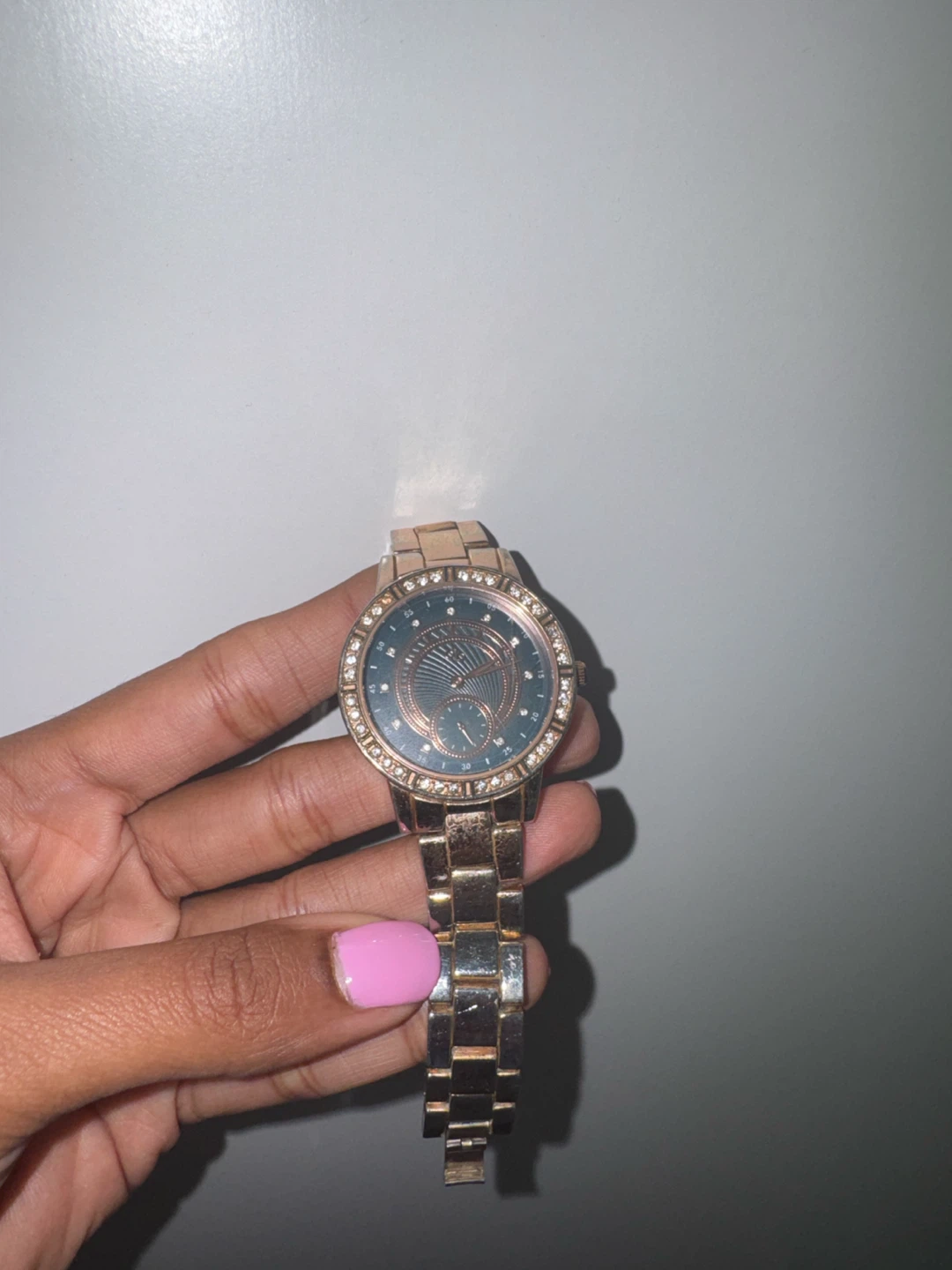 Women's Rose Gold Tone Watch with Crystal Accents