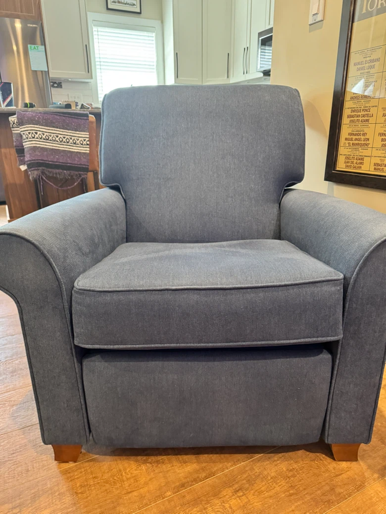 Blue Upholstered Recliner with Ottoman - photo 2