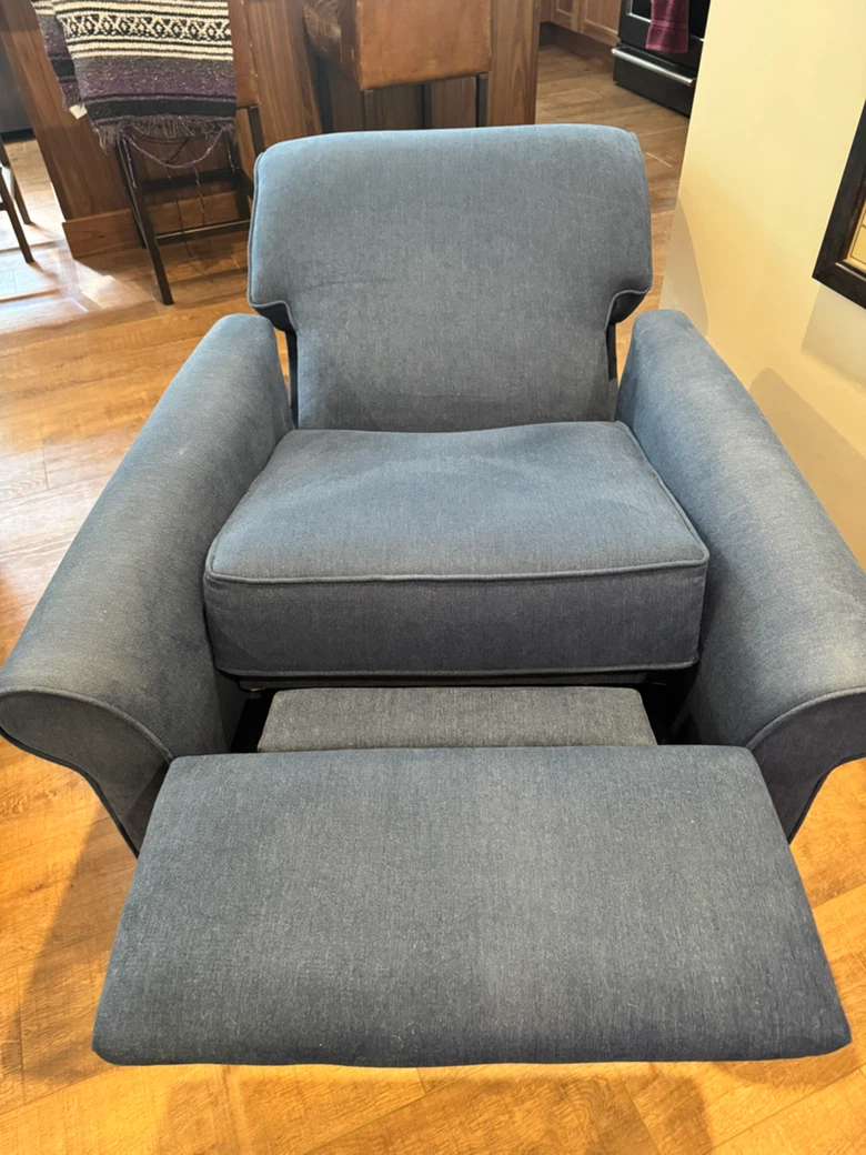 Blue Upholstered Recliner with Ottoman - photo 4