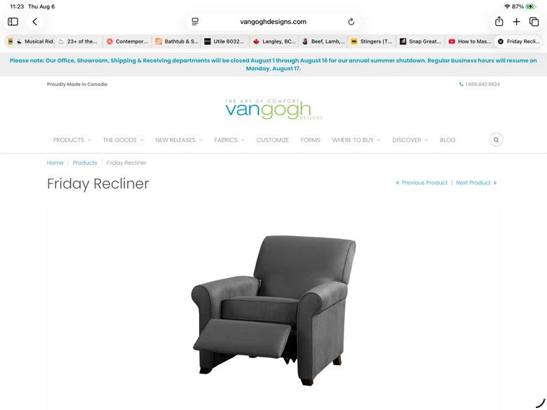 Blue Upholstered Recliner with Ottoman - photo 5