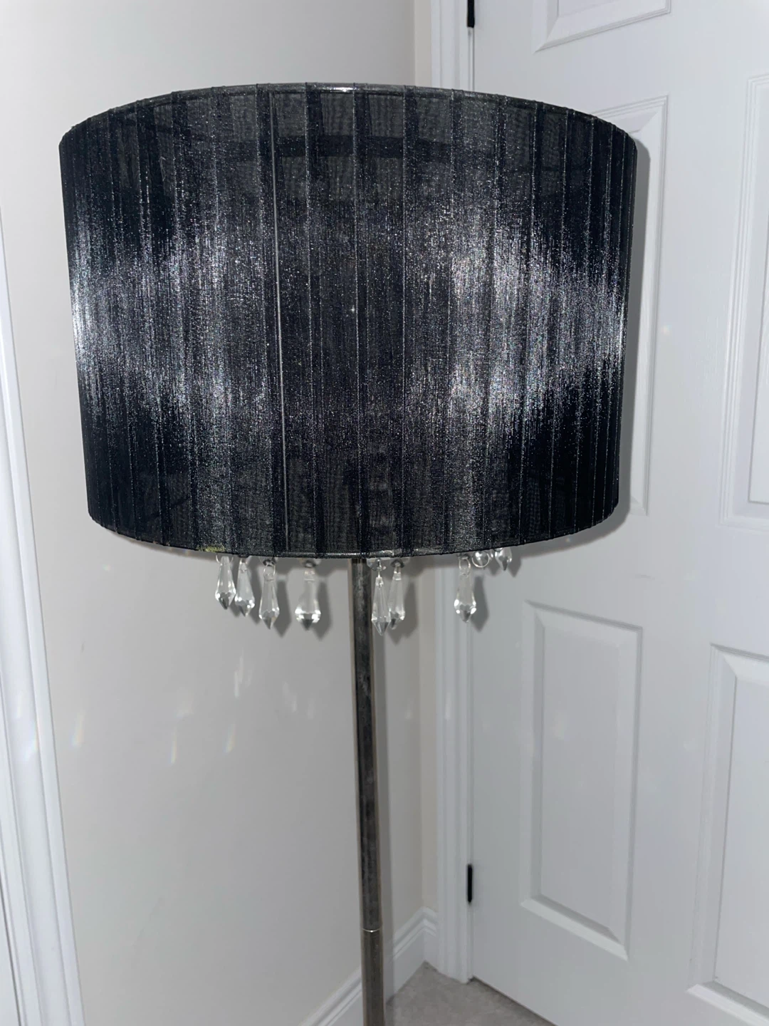 Black Drum Shade Floor Lamp with Crystal Accents - photo 2