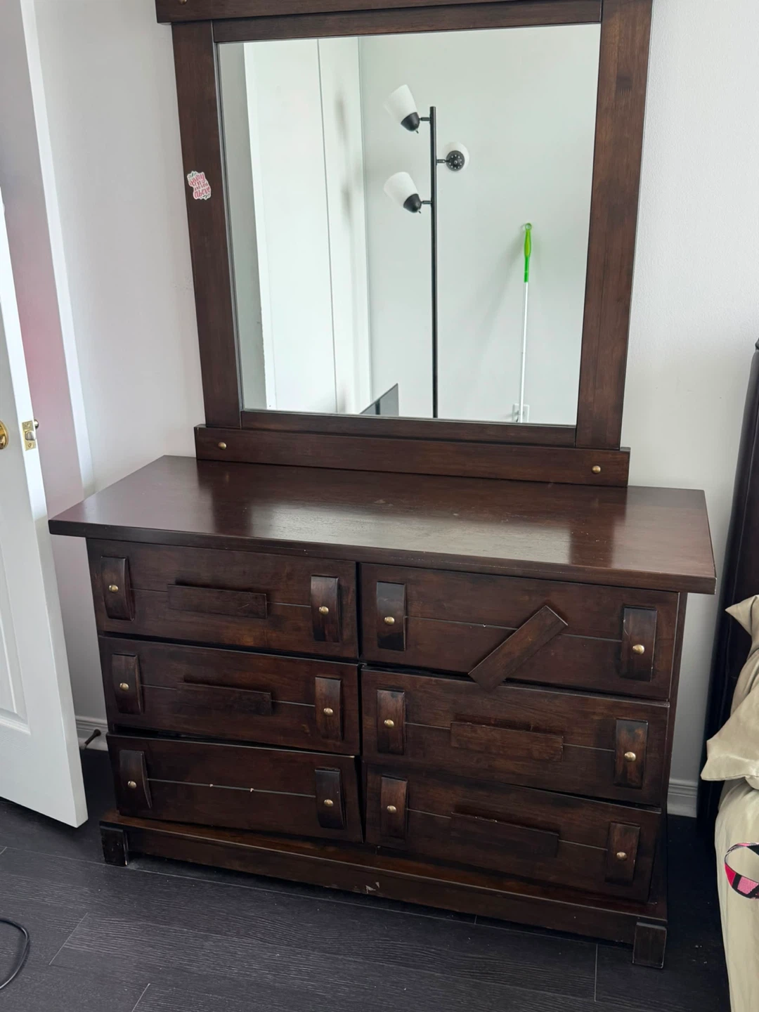 Dark Wood Dresser with Mirror