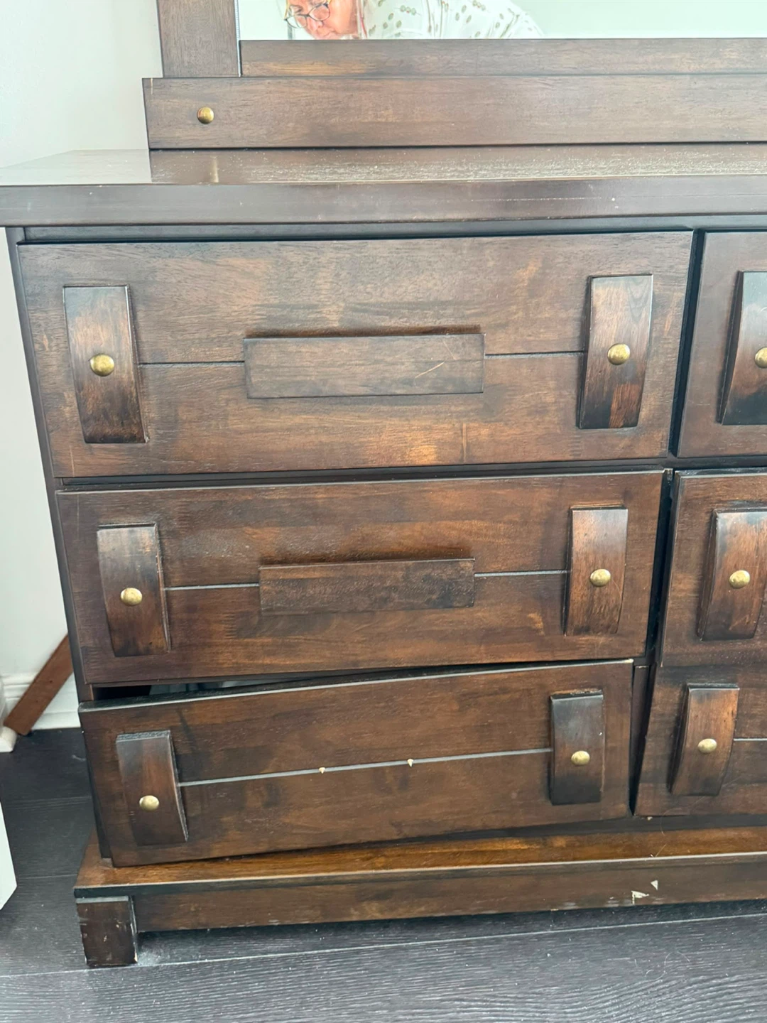Dark Wood Dresser with Mirror - photo 2