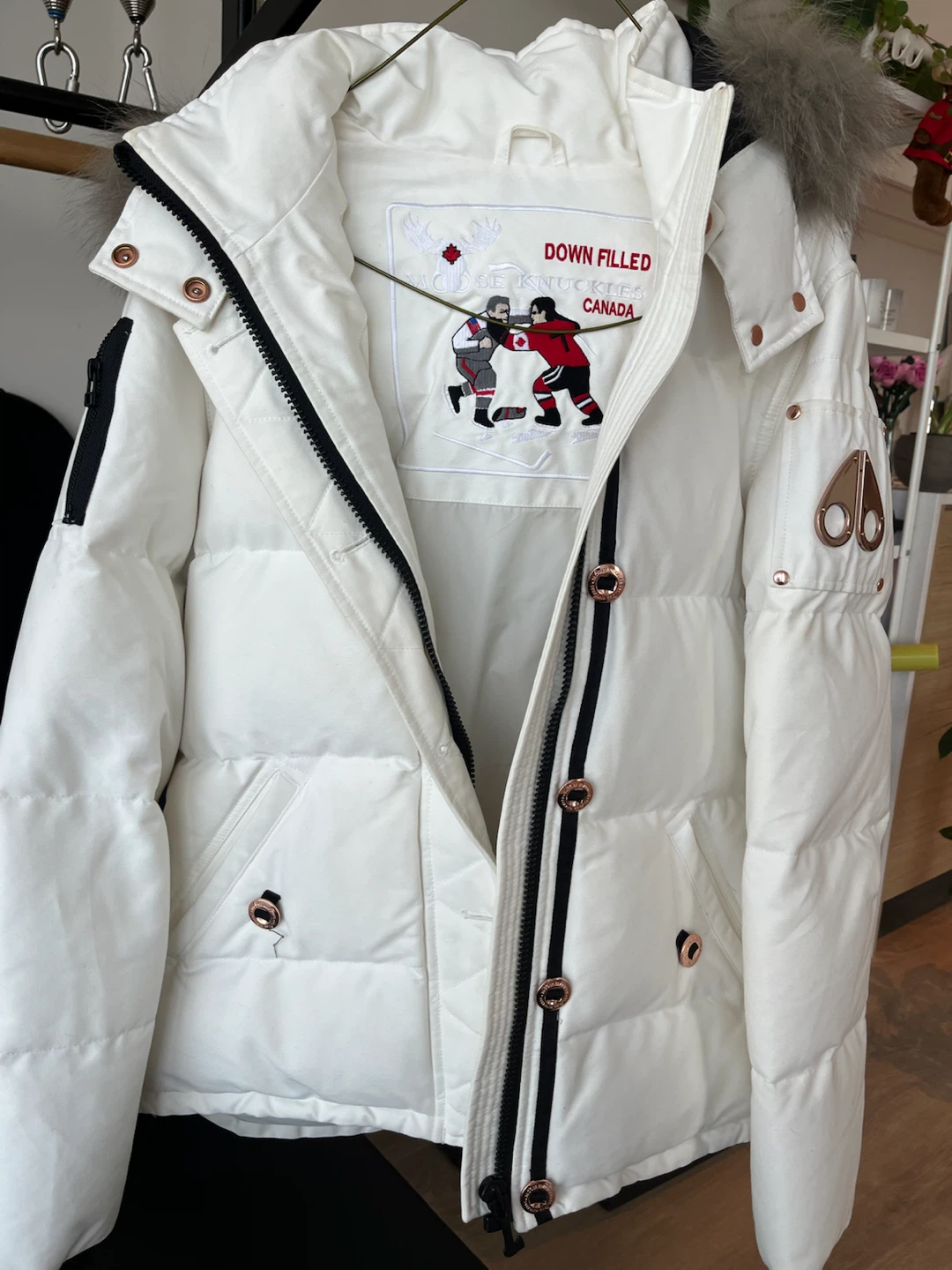Moose Knuckles Down Filled White Puffer Jacket
