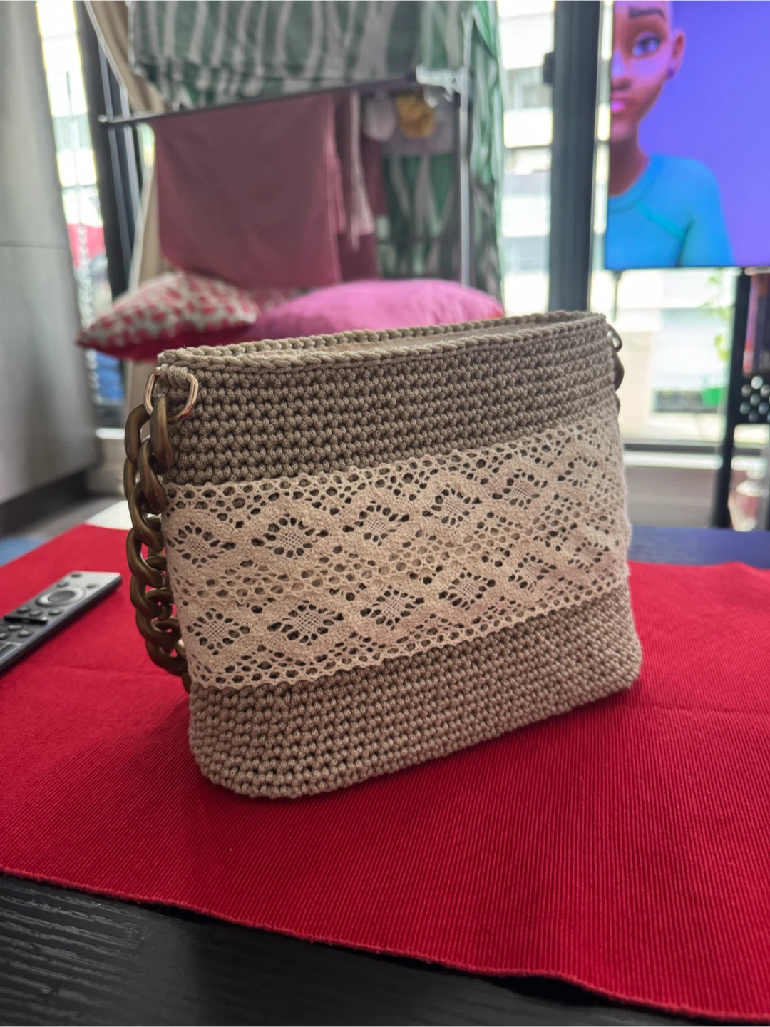 Crocheted Clutch Bag with Lace and Bow - photo 2