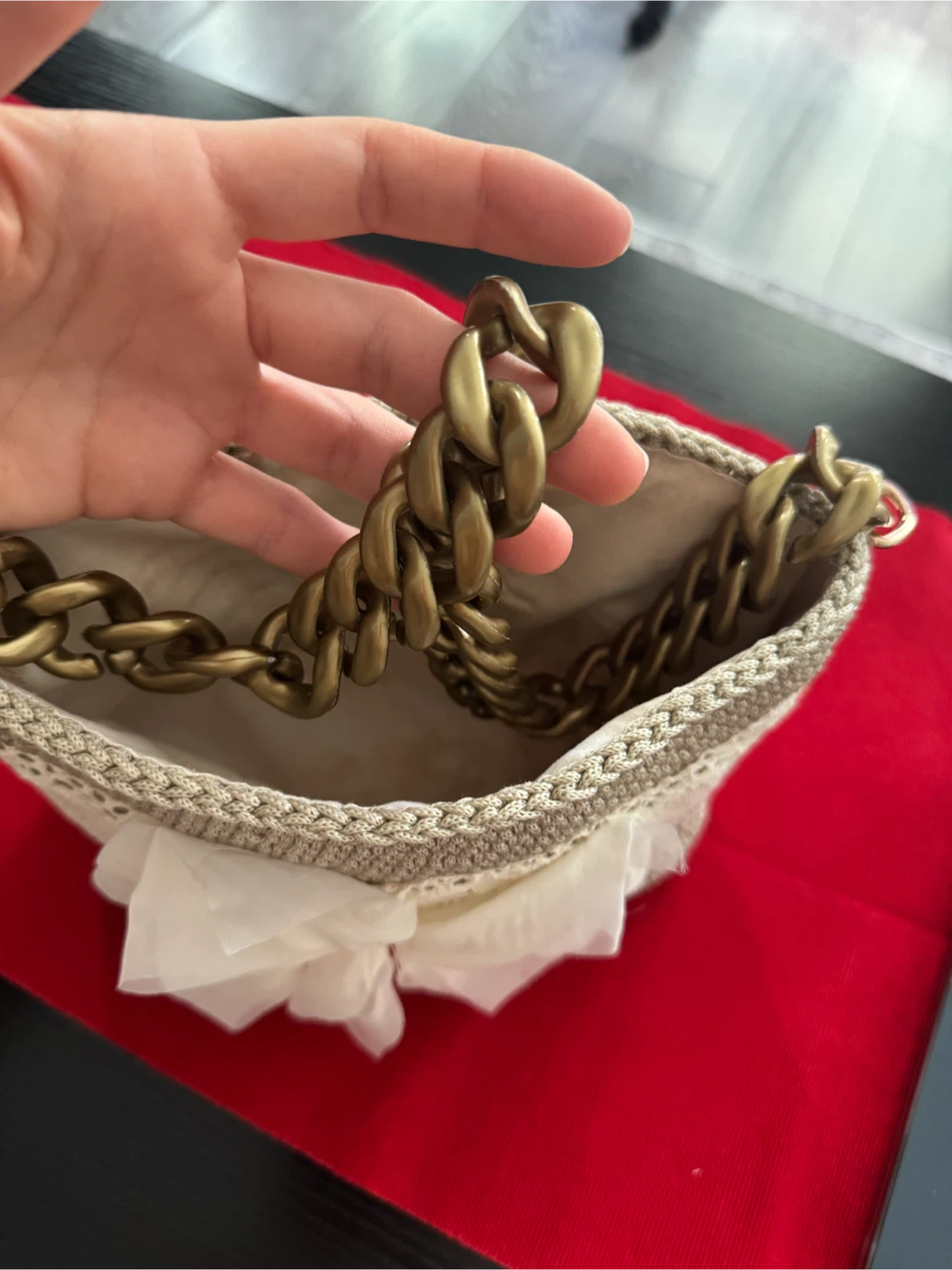 Crocheted Clutch Bag with Lace and Bow - photo 5