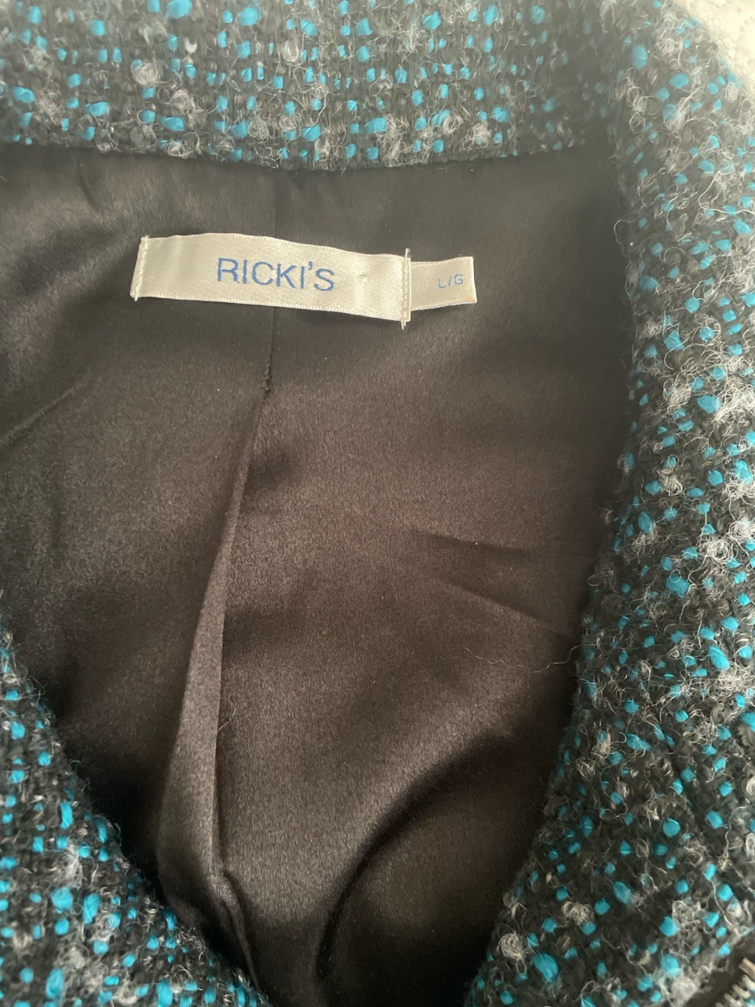 Ricki's Tweed Blazer - Teal/Black - Size L - photo 2