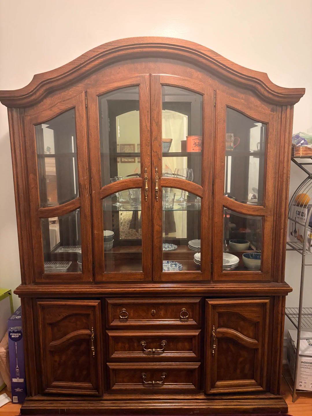 Wooden China Cabinet with Glass Doors