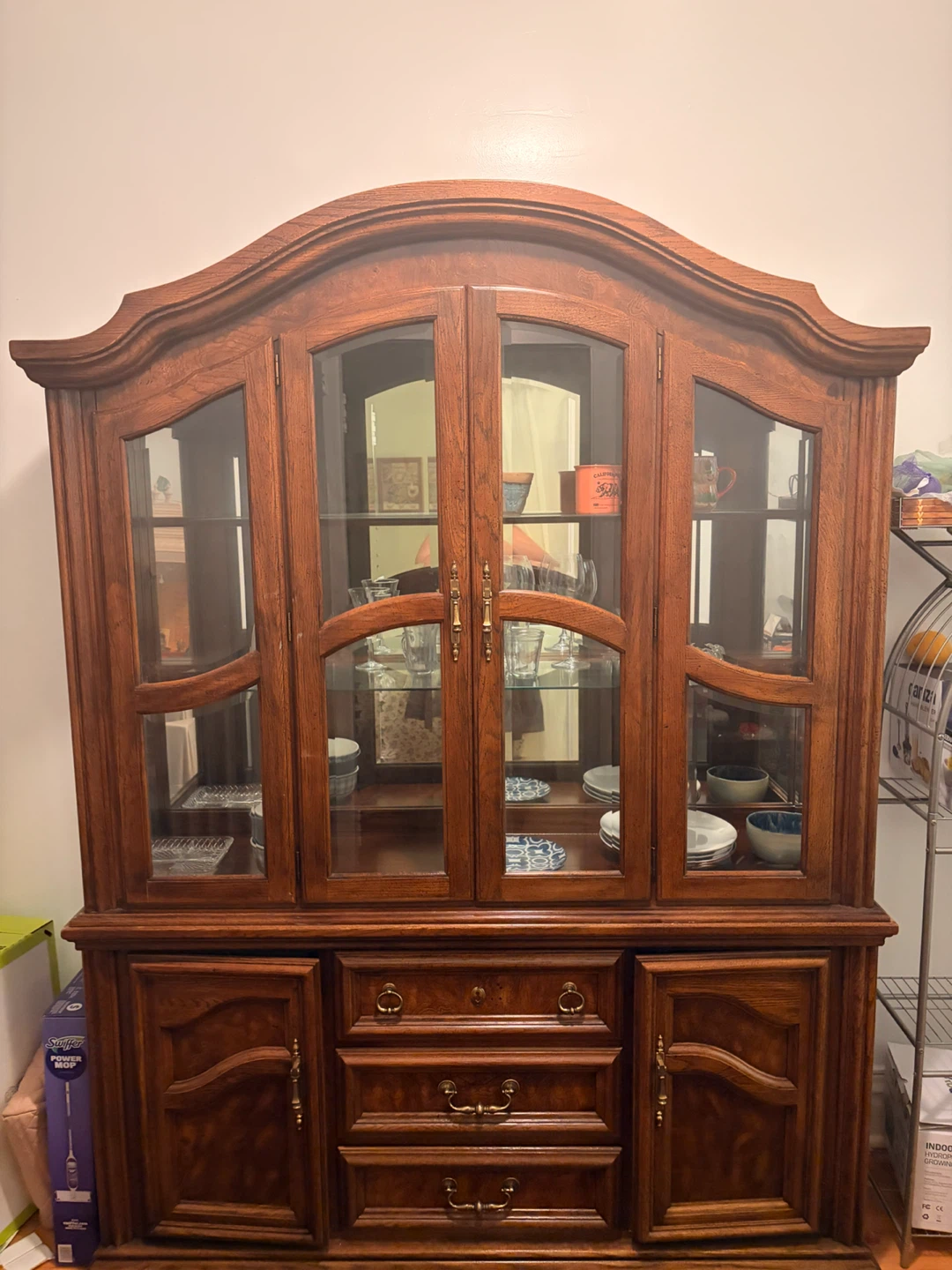 Wooden China Cabinet with Glass Doors - photo 2