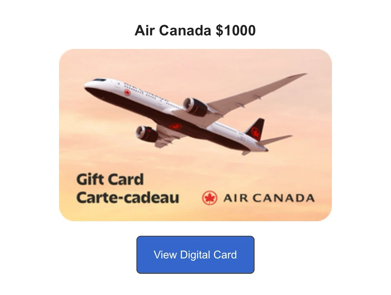 $1000 Air Canada Gift Card