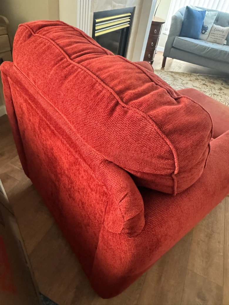 Red Accent Chair with Ottoman