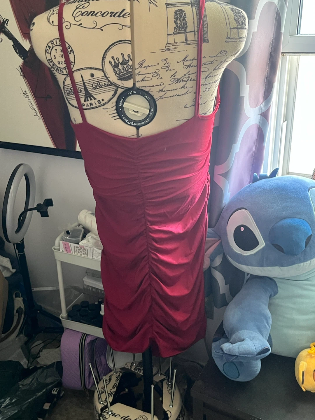 Red Ruched Bodycon Dress - photo 2