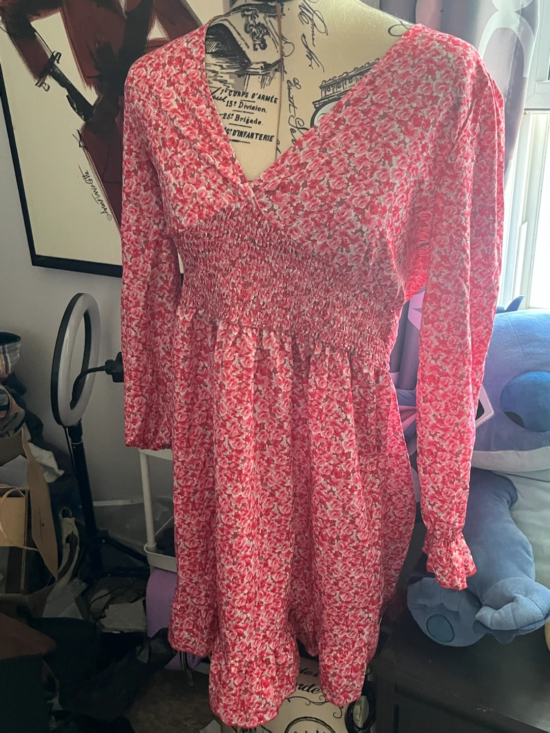 Pink Floral Smocked Dress