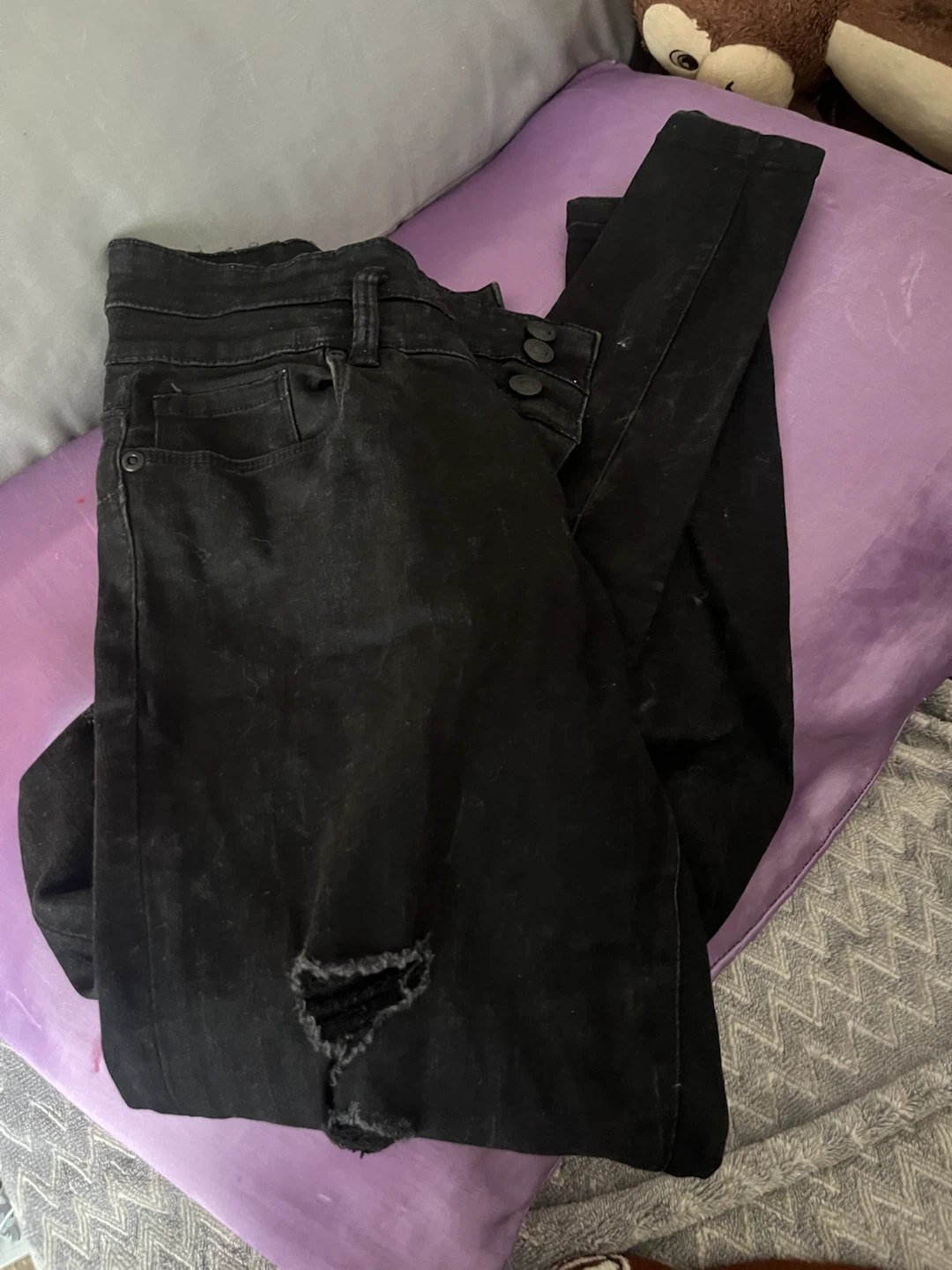 Black Distressed Skinny Jeans