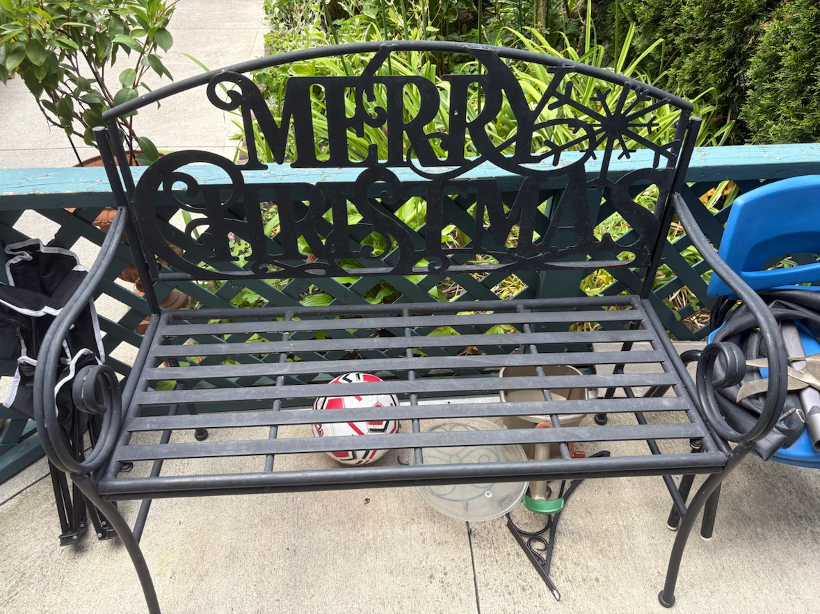 Merry Christmas Metal Garden Bench