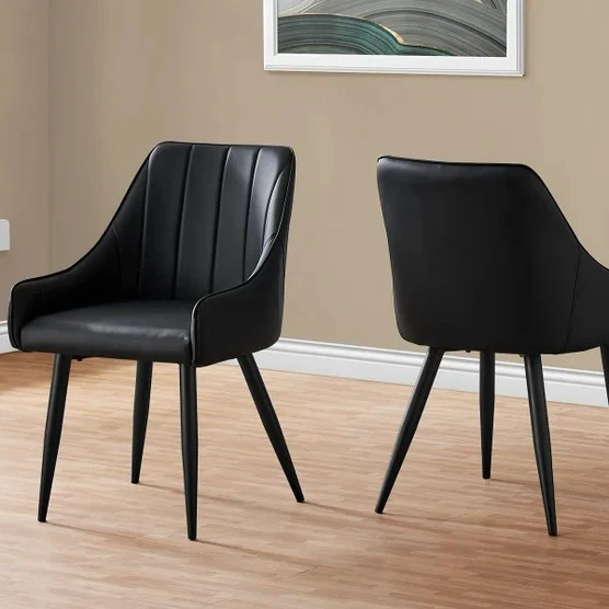 Dining Chair, 2-pack with Black Legs from Ari Modern, Leather
