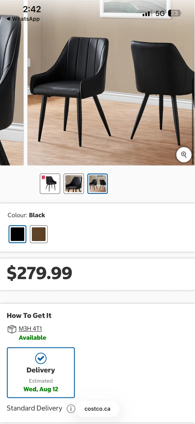 Dining Chair, 2-pack with Black Legs from Ari Modern, Leather - photo 4