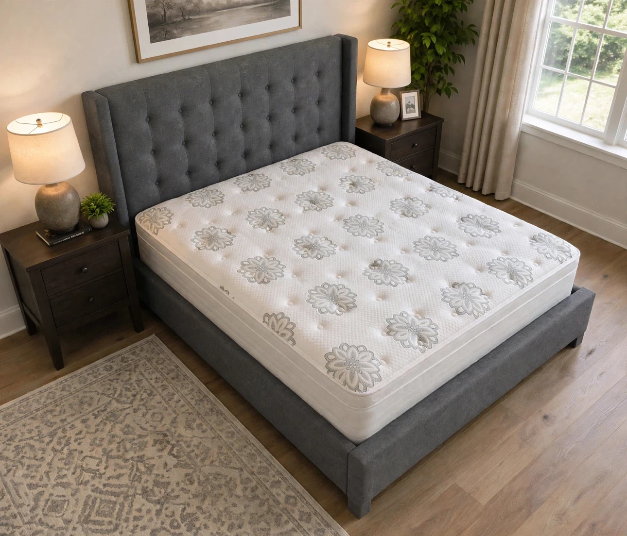 Modern Grey KING SIZE Bed Set – Complete set | Clean mattress - photo 3