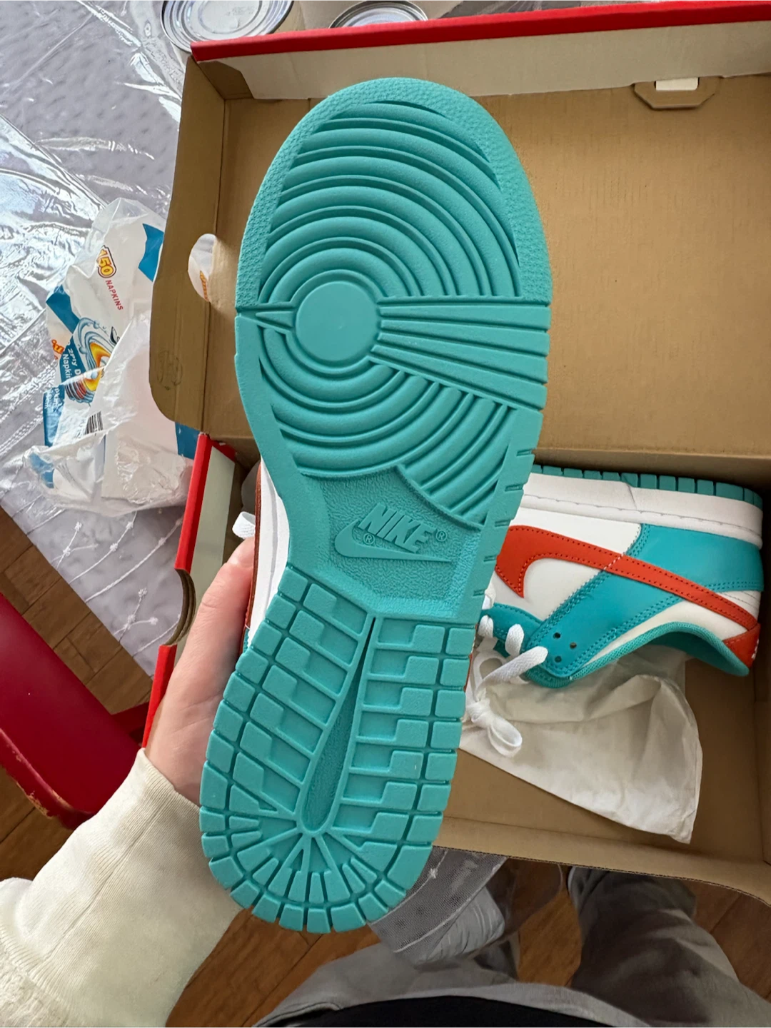Nike Dunk Low Teal Orange White Sneakers - photo 2