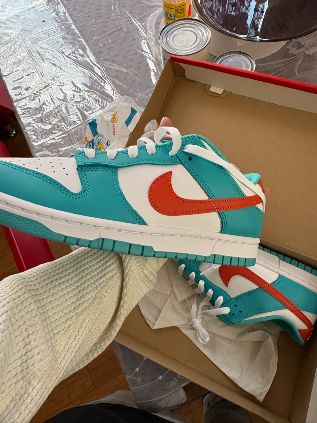 Nike Dunk Low Teal Orange White Sneakers - photo 3