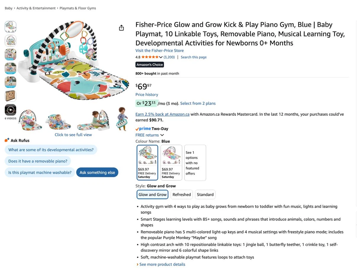 Fisher-Price Play Mat & Kick & Play Piano Gym - photo 2